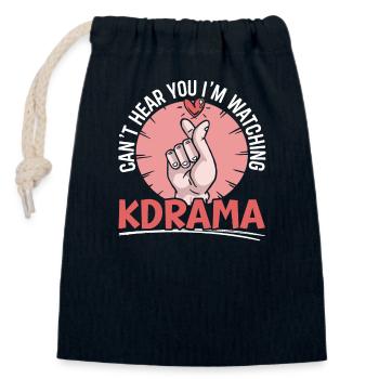 Drôle Kdrama Drame coréen K-drama - Sac cadeau en coton avec cordon (14 x 20 cm) - bleu marine - Devant