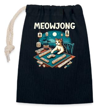 Jeu de Mahjong Jeu de casino Mahjongg Chinese Board - Sac cadeau en coton avec cordon (14 x 20 cm) - bleu marine - Devant