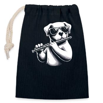 Flûtiste, flûtiste, musicien, bois, comédie musicale - Sac cadeau en coton avec cordon (14 x 20 cm) - bleu marine - Devant