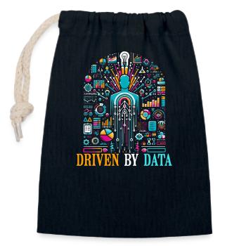 Data Science, Data Analysis, Machine - Closable cotton gift bag (14x20cm) - navy - Front