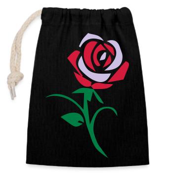 rose - Sac cadeau en coton avec cordon (14 x 20 cm) - noir - Devant