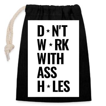 Working in the office is not always fun - Closable cotton gift bag (14x20cm) - black - Front