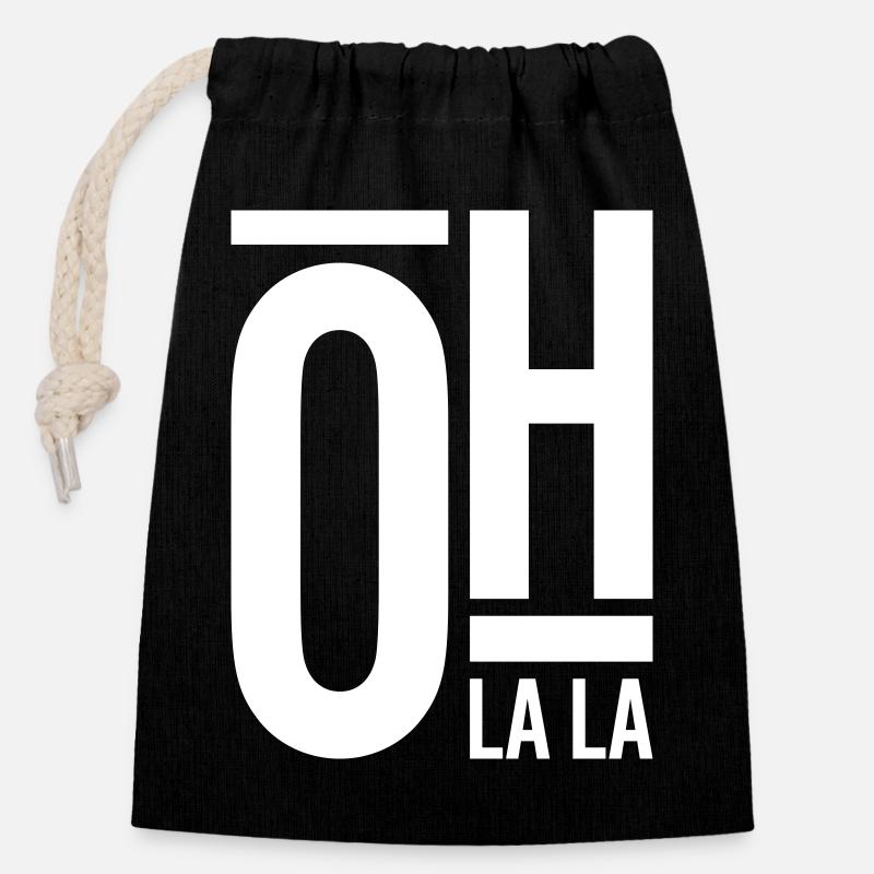 Oh La La - Sac cadeau en coton avec cordon (14 x 20 cm) - noir