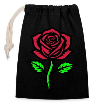 Icône de fleur de rose - Sac cadeau en coton avec cordon (14 x 20 cm) - noir - Devant