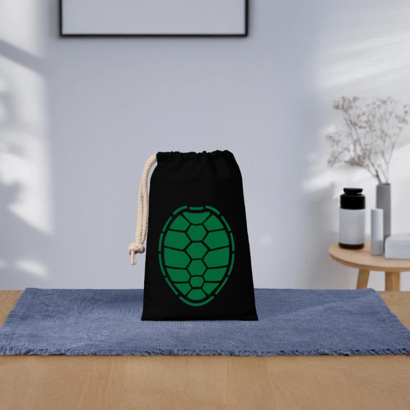turtle shell design logo comic cartoon turtle armo Closable cotton gift bag (14x20cm)