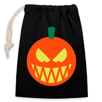 Halloween Kürbis (Kürbislaterne / Emoticon / 3C) - Verschließbarer Geschenkbeutel aus Baumwolle (14x20cm) - Schwarz - Vorne