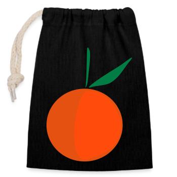 Orange - Verschließbarer Geschenkbeutel aus Baumwolle (14x20cm) - Schwarz - Vorne