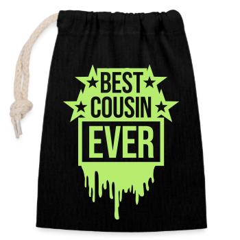 Citation du meilleur cousin de tous les temps - Sac cadeau en coton avec cordon (14 x 20 cm) - noir - Devant
