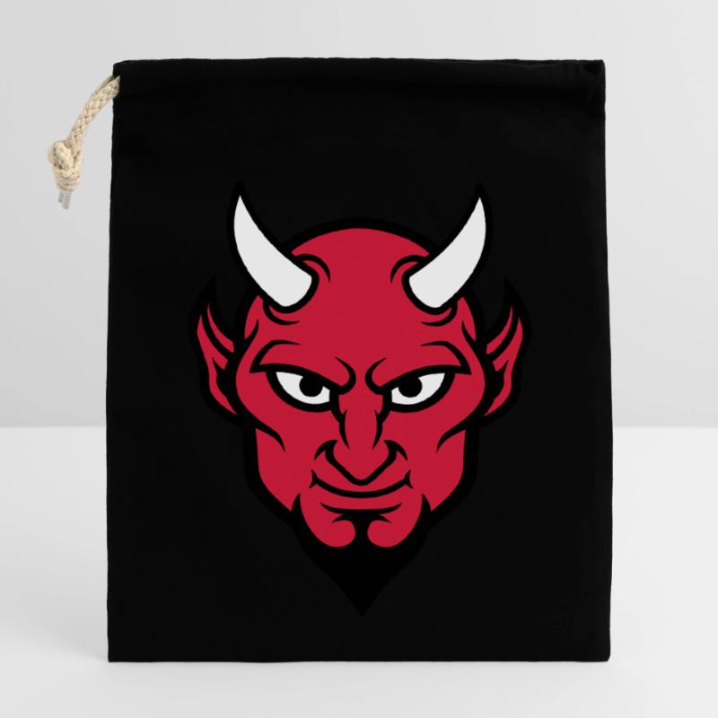 devil face 3c Closable cotton gift bag (14x20cm)