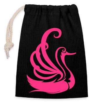 swan - Closable cotton gift bag (14x20cm) - black - Front