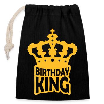 Birthday King Party Logo - Verschließbarer Geschenkbeutel aus Baumwolle (14x20cm) - Schwarz - Vorne