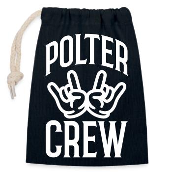 Polter Crew Polterabend - Verschließbarer Geschenkbeutel aus Baumwolle (14x20cm) - Navy - Vorne