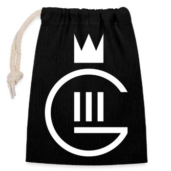 Gustaf III monogram - Closable cotton gift bag (14x20cm) - black - Front