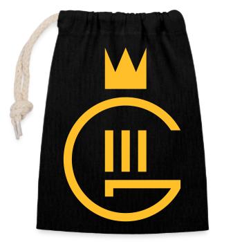 Gustaf III monogram - Closable cotton gift bag (14x20cm) - black - Front
