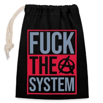 Quote fuck the system - Closable cotton gift bag (14x20cm) - black - Front