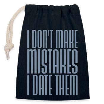Date Mistakes Quote Logo - Closable cotton gift bag (14x20cm) - navy - Front
