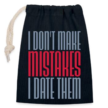Date Mistakes Quote Logo - Closable cotton gift bag (14x20cm) - navy - Front