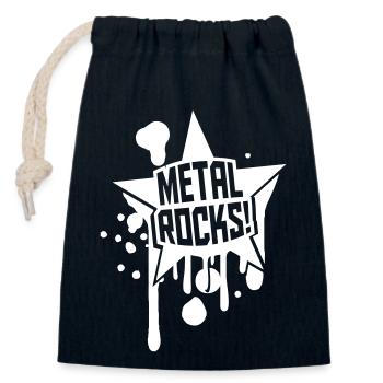Heavy Metal Rocks Hard Rock Music Graffiti Star - Closable cotton gift bag (14x20cm) - navy - Front