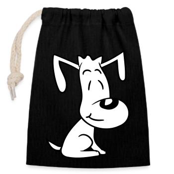 Hund Sitzt Süß Kleiner Glücklicher Welpe Haustier - Verschließbarer Geschenkbeutel aus Baumwolle (14x20cm) - Schwarz - Vorne