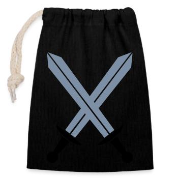 Crossed swords - Closable cotton gift bag (14x20cm) - black - Front
