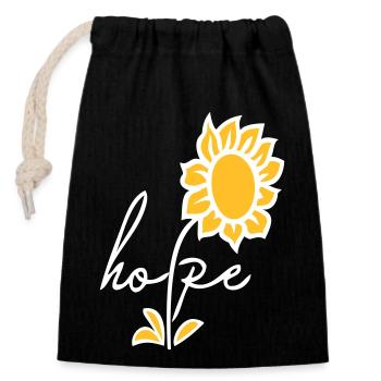 Hope, Sunflower - Closable cotton gift bag (14x20cm) - black - Front