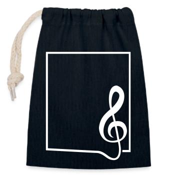 Musik Notenschlüssel Note Melodie Rahmen Umrandung - Verschließbarer Geschenkbeutel aus Baumwolle (14x20cm) - Navy - Vorne