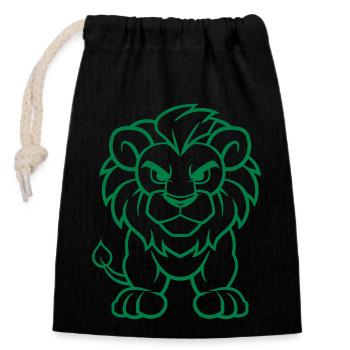 Bande dessinée du lion - Sac cadeau en coton avec cordon (14 x 20 cm) - noir - Devant