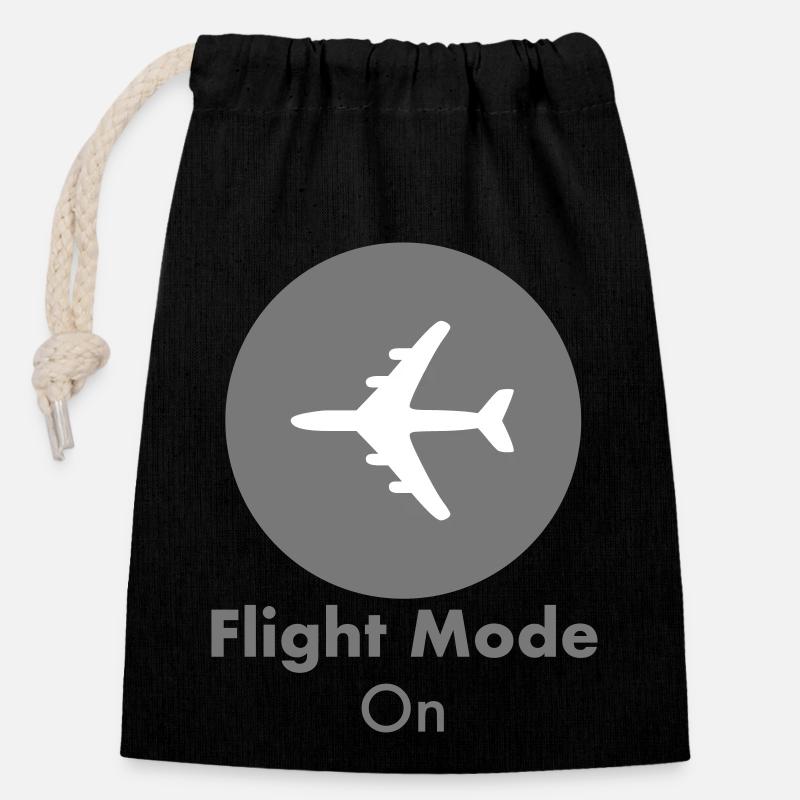 Flight Mode - Sac cadeau en coton avec cordon (14 x 20 cm) - noir