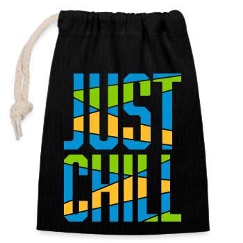Just Chill Text Logo - Closable cotton gift bag (14x20cm) - black - Front