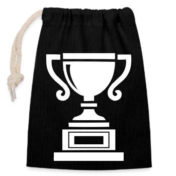 cup - Closable cotton gift bag (14x20cm) - black - Front