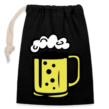 Bande dessinée de bière - Sac cadeau en coton avec cordon (14 x 20 cm) - noir - Devant