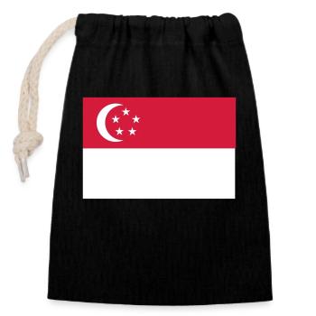 Drapeau de Singapour - Sac cadeau en coton avec cordon (14 x 20 cm) - noir - Devant