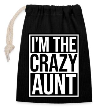 à The Crazy Aunt - Sac cadeau en coton avec cordon (14 x 20 cm) - noir - Devant