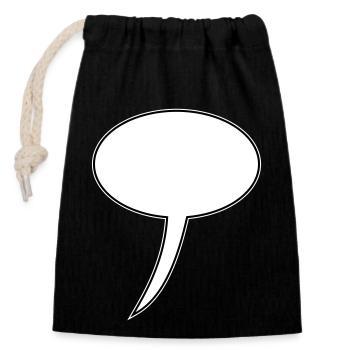 Speech Bubble Design Long - Closable cotton gift bag (14x20cm) - black - Front