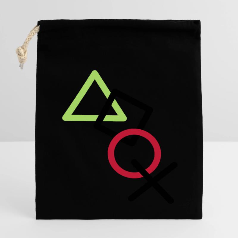 X square triangle icons controller game circle lo Closable cotton gift bag (14x20cm)