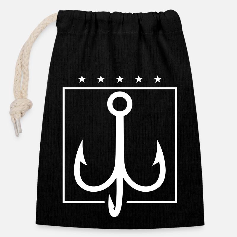 Fishing Hook Drilling - Closable cotton gift bag (14x20cm) - black