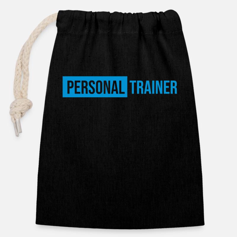 personal trainer blue color - Closable cotton gift bag (14x20cm) - black