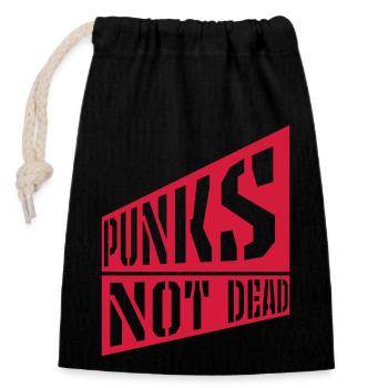 punks pas mort citation - Sac cadeau en coton avec cordon (14 x 20 cm) - noir - Devant