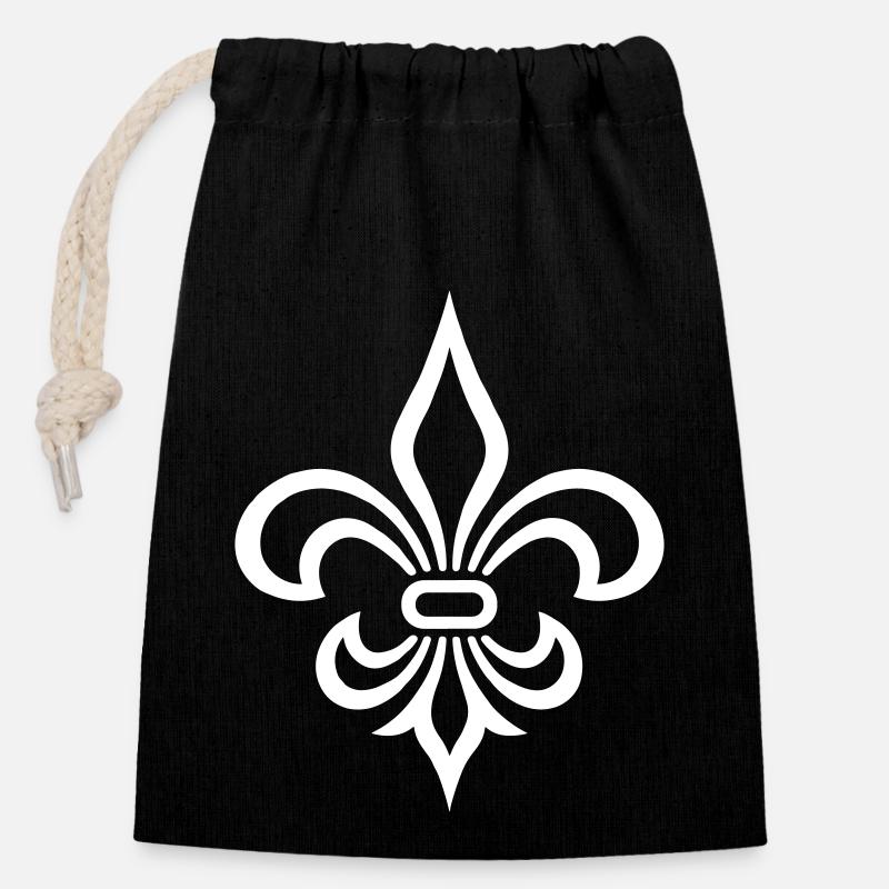 Symbole de la fleur de lys - Sac cadeau en coton avec cordon (14 x 20 cm) - noir