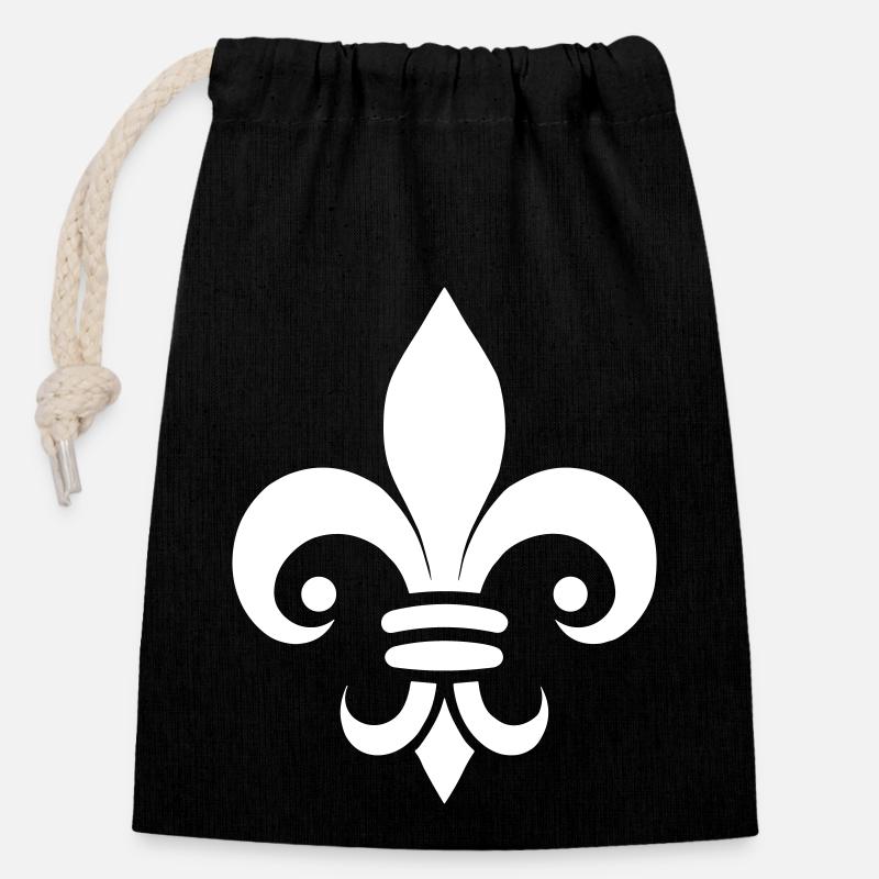 Schlichtes Fleur de lys Design - Verschließbarer Geschenkbeutel aus Baumwolle (14x20cm) - Schwarz