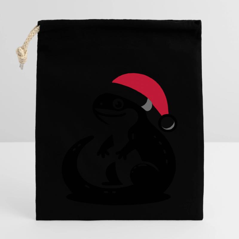 Weihnachten Eidechse Verschließbarer Geschenkbeutel aus Baumwolle (14x20cm)