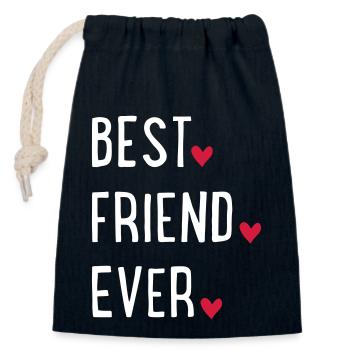 Meilleur ami - Sac cadeau en coton avec cordon (14 x 20 cm) - bleu marine - Devant