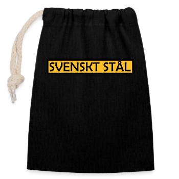 Swedish steel - Closable cotton gift bag (14x20cm) - black - Front