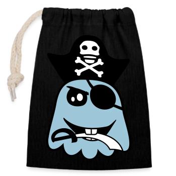 Pirate Fantôme Drôle Mauvais Fantôme Halloween Fun - Sac cadeau en coton avec cordon (14 x 20 cm) - noir - Devant
