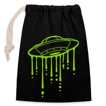 Graffiti Slime Gouttes OVNI - Sac cadeau en coton avec cordon (14 x 20 cm) - noir - Devant