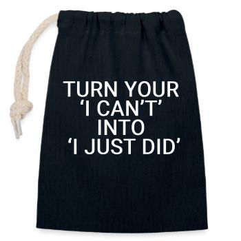 Turn your ‘I can’t’ into ‘I just did' - Closable cotton gift bag (14x20cm) - navy - Front