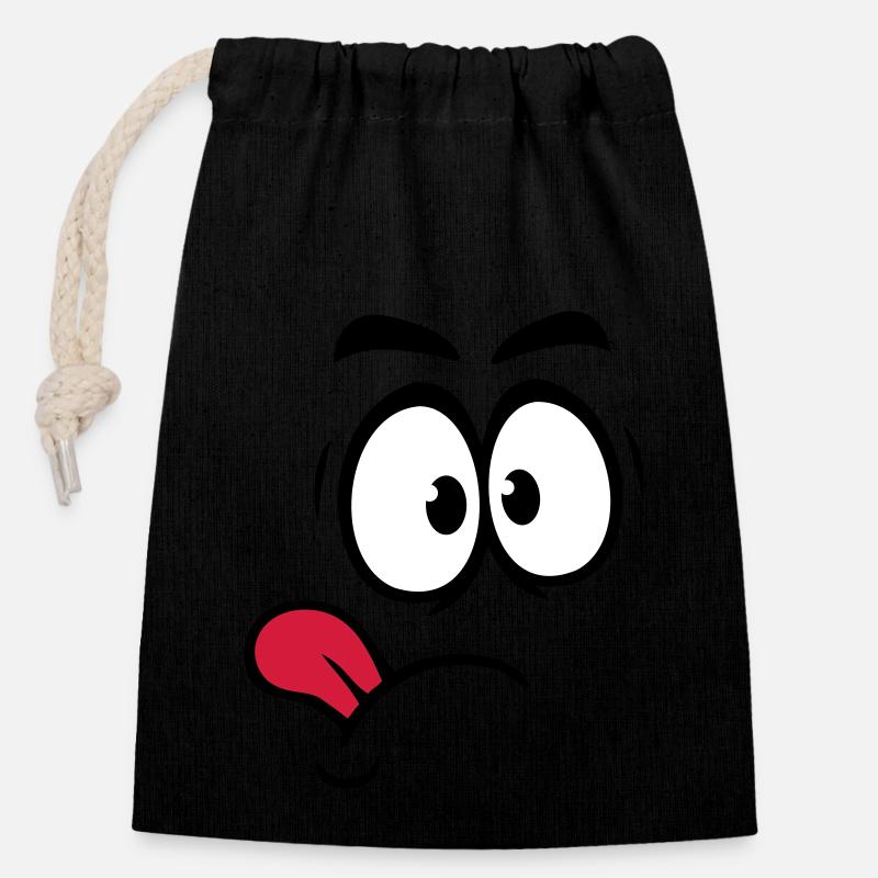 Langue - Sac cadeau en coton avec cordon (14 x 20 cm) - noir