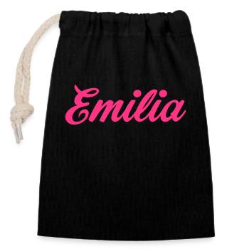 Emilia Spruch Geschenk - Verschließbarer Geschenkbeutel aus Baumwolle (14x20cm) - Schwarz - Vorne