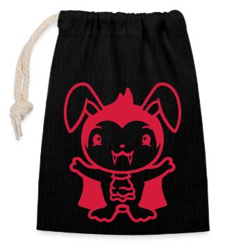 Lapin Vampire Sharp Longues Dents Halloween Costume - Sac cadeau en coton avec cordon (14 x 20 cm) - noir - Devant