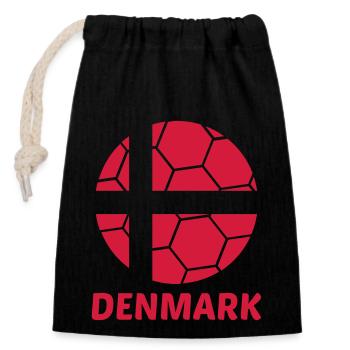 Denmark Ball Flag Danish Football Denmark Fan - Closable cotton gift bag (14x20cm) - black - Front